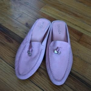 Pink slip on moccasins